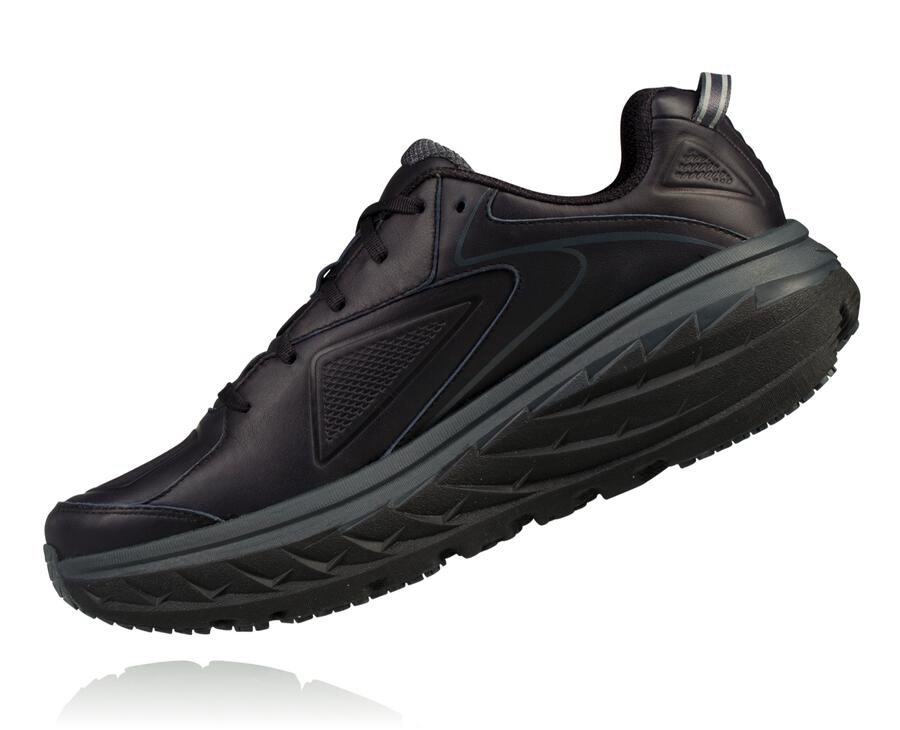 Running Shoes Mens - Hoka One One Bondi Leather - Black - NTDHSLU-97